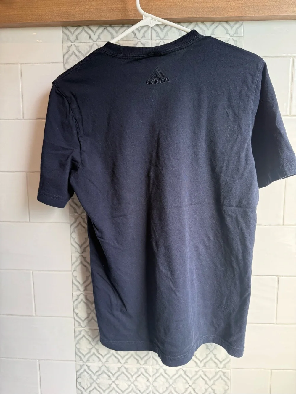 adidas Navy Short-Sleeve Tee with Yellow Logo